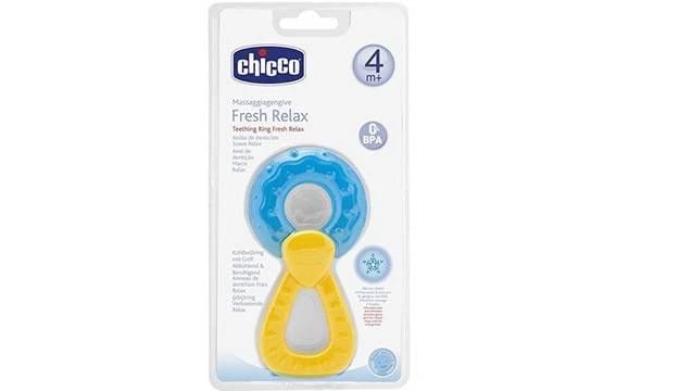 Chicco Fresh Relax Ring With Handle Teethers (Blue & Yellow) 4m+