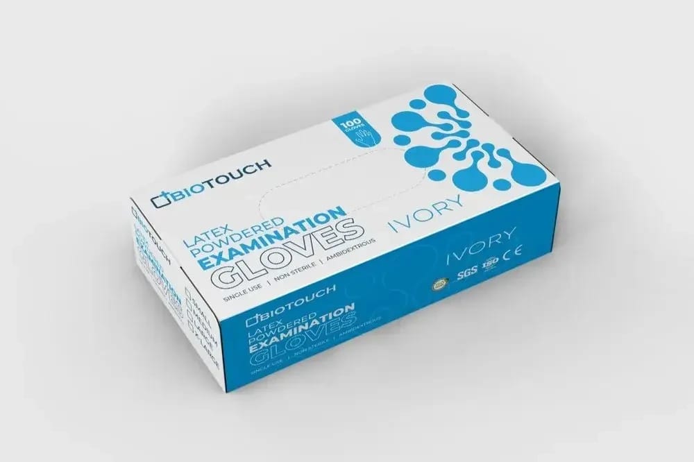 biotouch examination gloves, nitrile powder free, 100 pieces, medium, blue