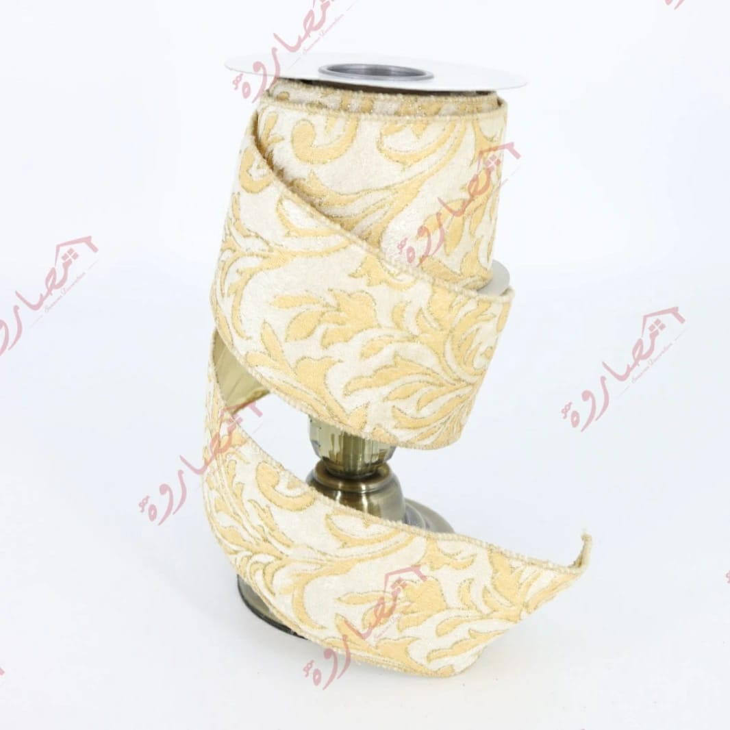 Cream Acanthus Glitter Ribbon