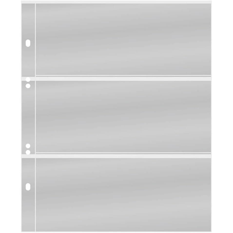 NEW Lindner Multi collect 3 Strips OPTIMA Refill Sheets Crystal Clear 3 Pockets 77x190mm - Pack of 10