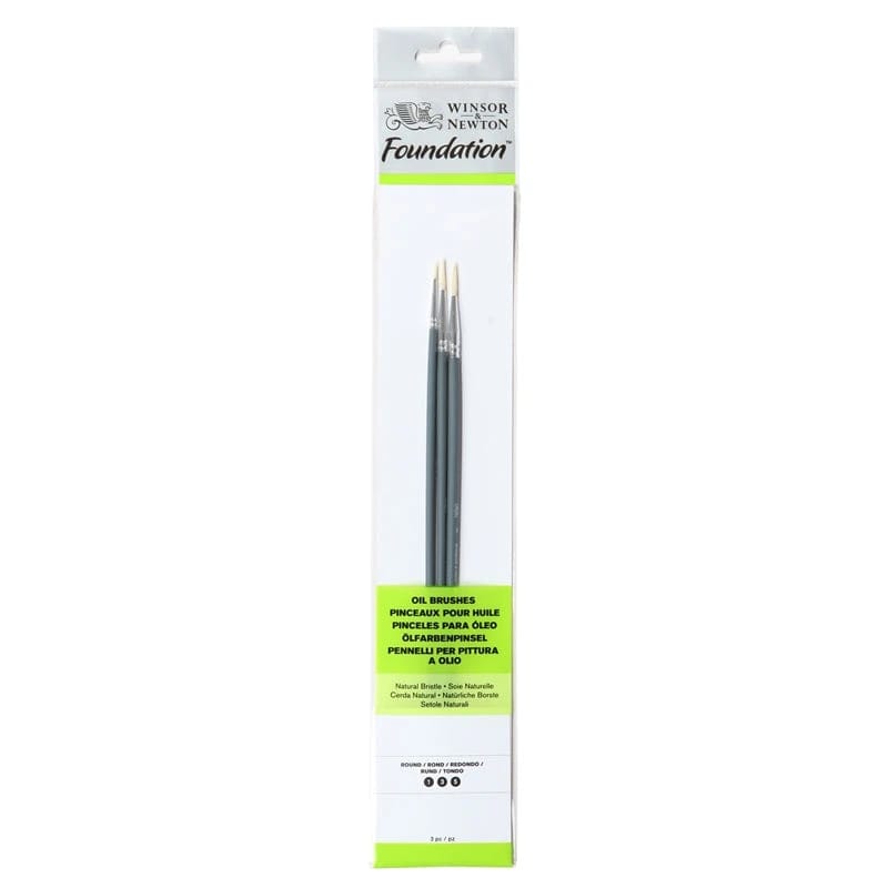 فرشاة زيت الأساس Winsor & Newton - مجموعة من 3 قطع (مقبض طويل)