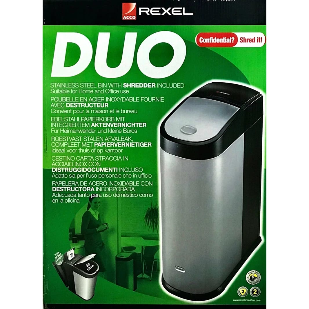 ماكينة تقطيع الورق Rexel Duo P2 وصندوق النفايات - DUO