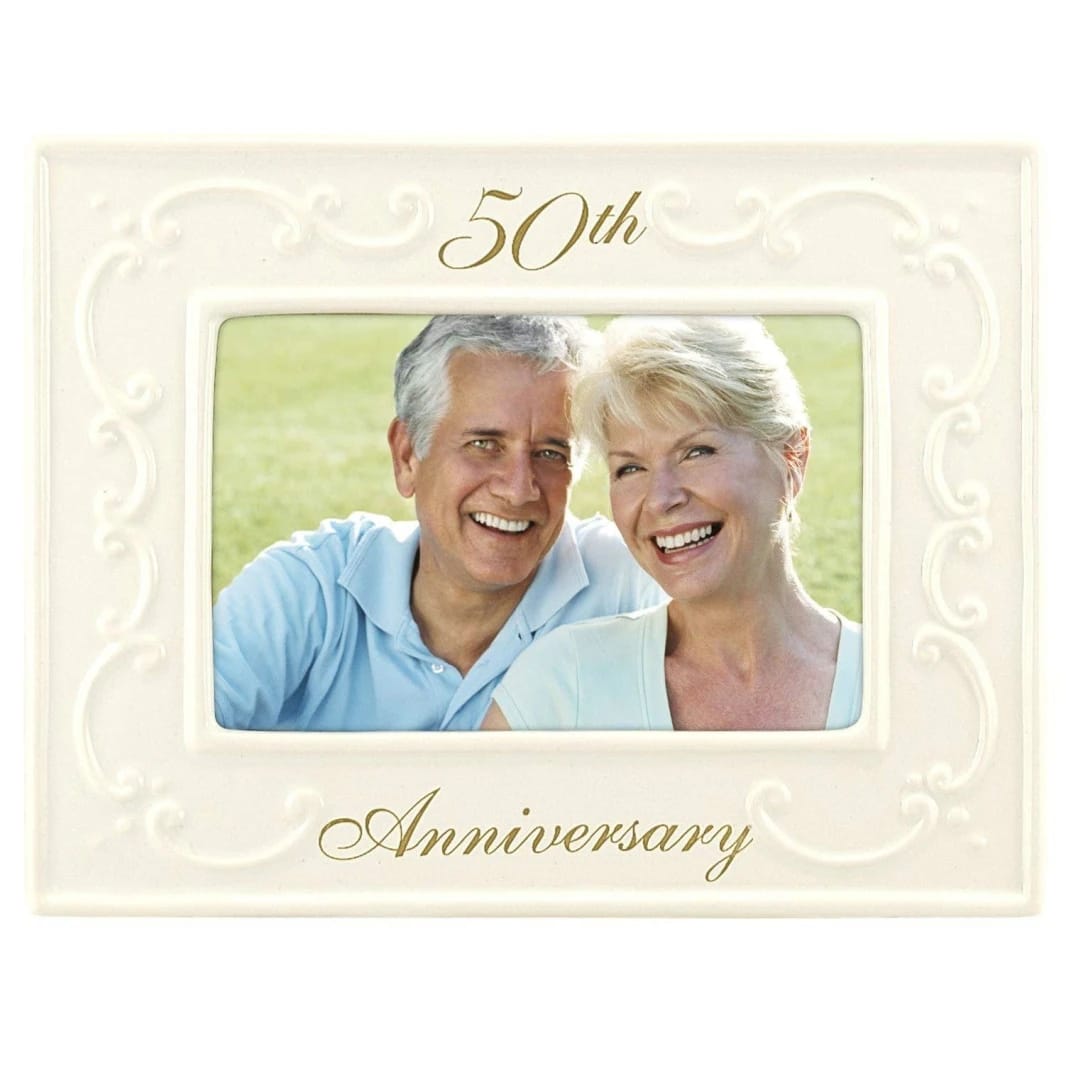 Malden 50th Anniversary White Ceramic 4x6" Photo Frame