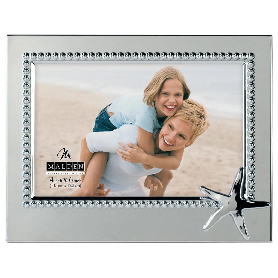 Malden Starfish Beaded Silver 4x6" Photo Frame