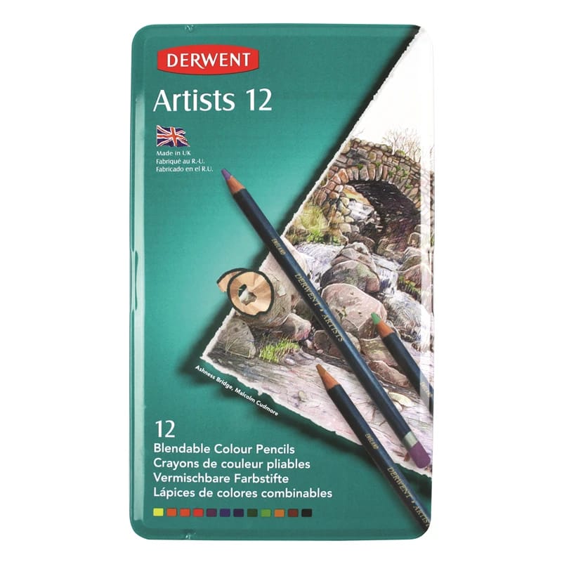 أقلام الرسم والتلوين Derwent Artists مثالية للمزج والطبقات ذات الجودة الاحترافية - مجموعة من الصفيح