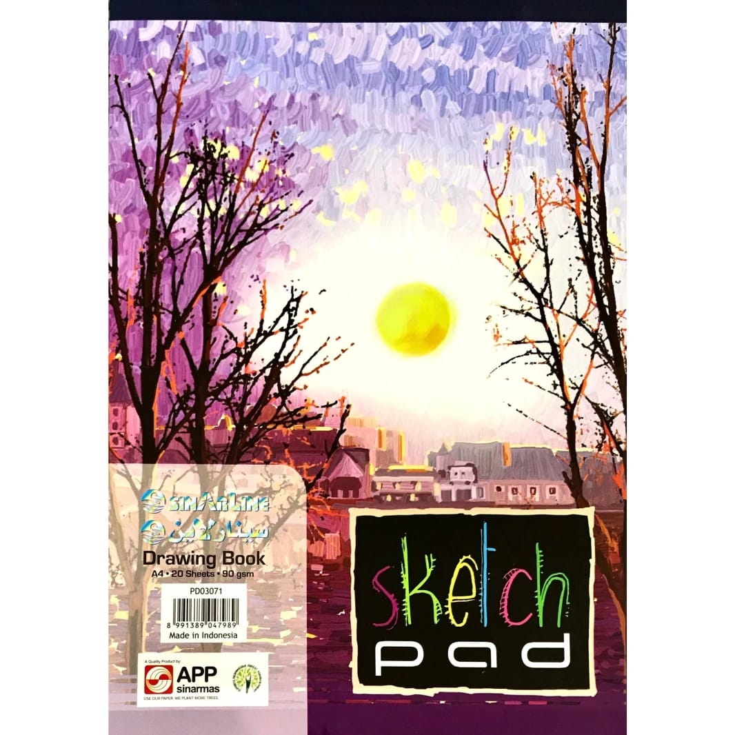 Sinarline School Drawing Sketch Book Blank 90g White A4 - 20 Sheets