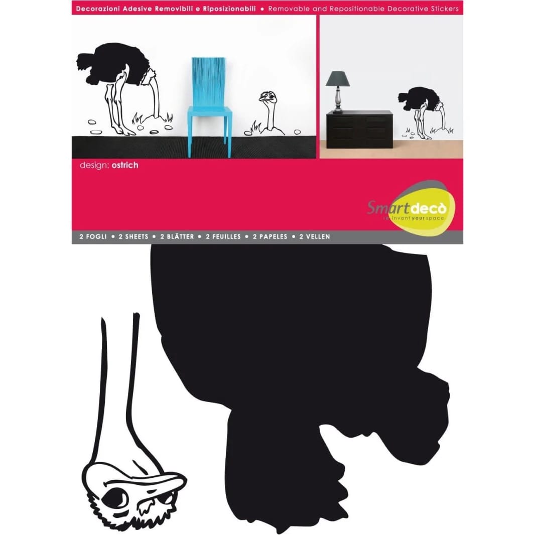 Smartdeco Removable & Repositionable Decorative Large Wall DeCal Stickers - Ostrich