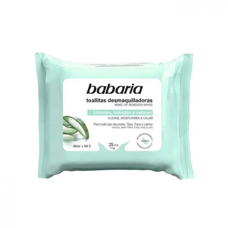 Babaria 2 مناديل باباريا لتنظيف الوجه بخلاصة الصبار 25 وحدة