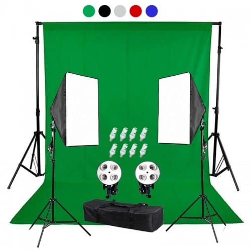Backdrop Stand 3x3m & Muslin Backdrops 3x3m & Continuous Softbox Lighting Camera Jo Kit-6