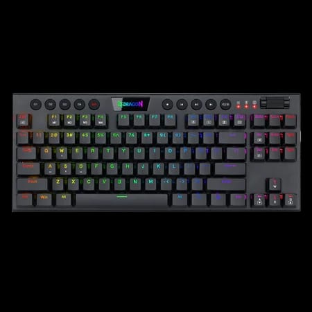 لوحة مفاتيح ميكانيكية Redragon K622 Horus TKL RGB، لوحة مفاتيح سلكية بتصميم رفيع للغاية مع أغطية مفاتيح منخفضة الارتفاع