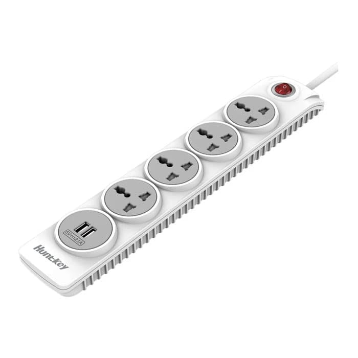 شريط طاقة هانتكي 4 منافذ ومنفذين USB بطول 3 متر (SZN507)