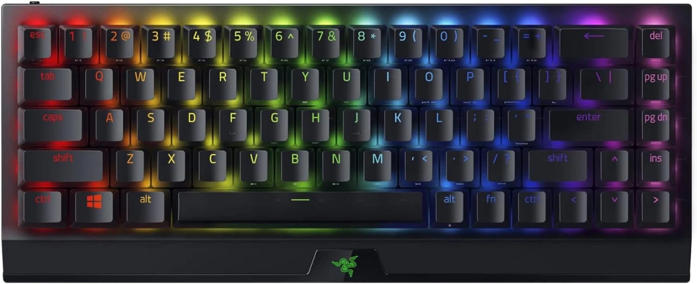 لوحة مفاتيح الألعاب الميكانيكية اللاسلكية Razer BlackWidow V3 Mini Hyperspeed Phantom Edition 65% - أسود