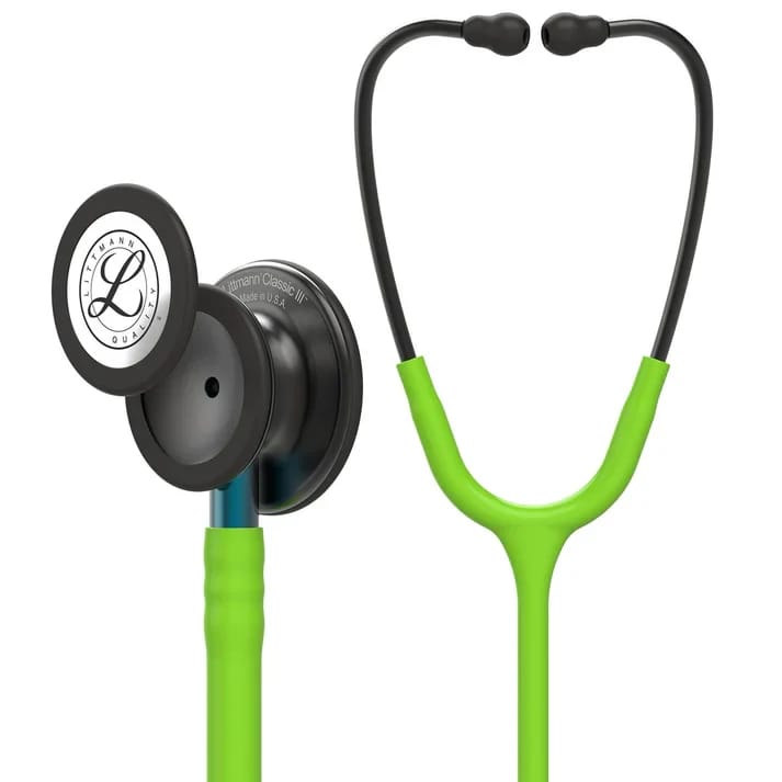 Littmann Classic III Stethoscope - Smoke & Lime Green with Blue Strain 5875