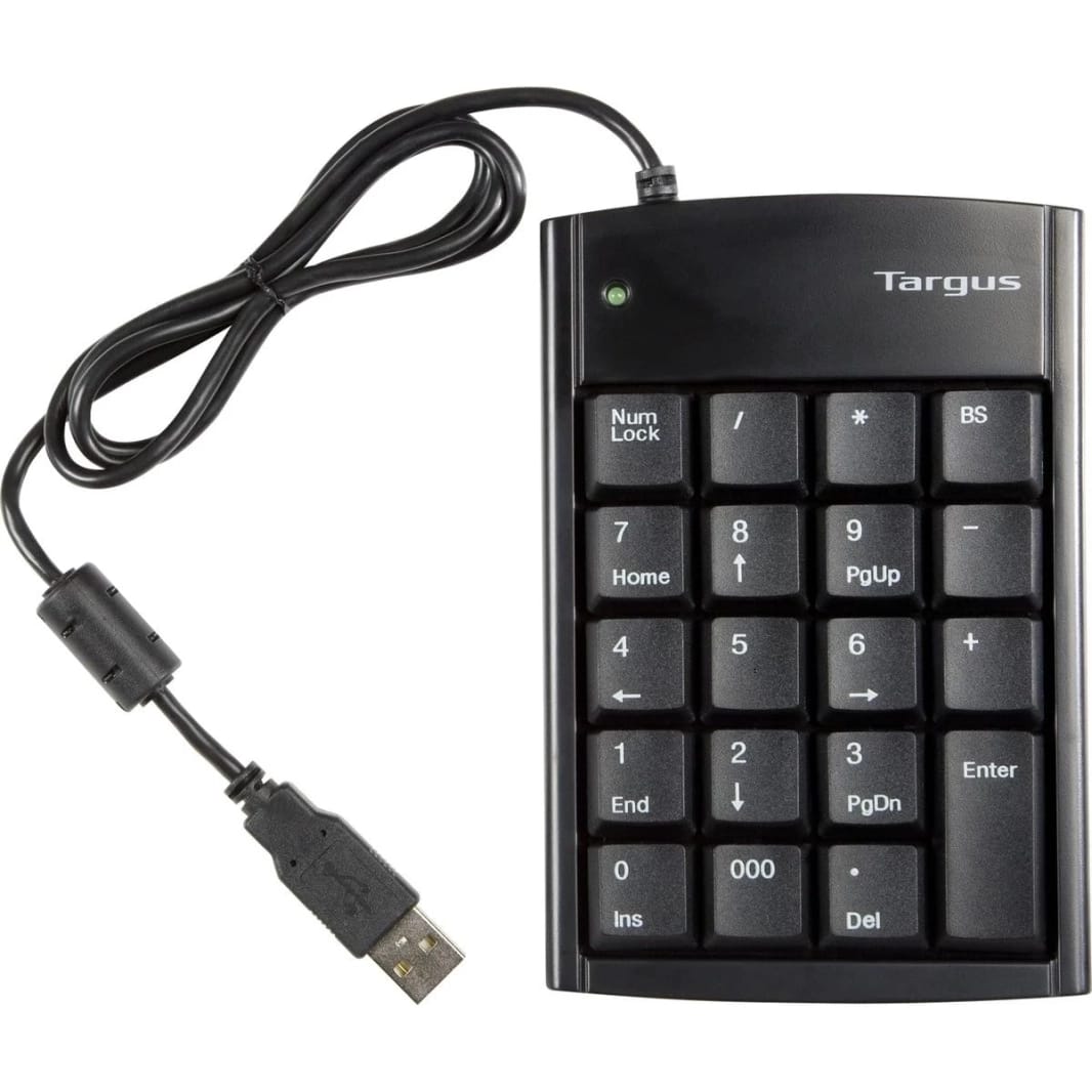 Targus Ultra Mini USB Keypad with USB Port Connector True Plug-and-Play Device Connects with Laptop Desktop & Other Devices - Black