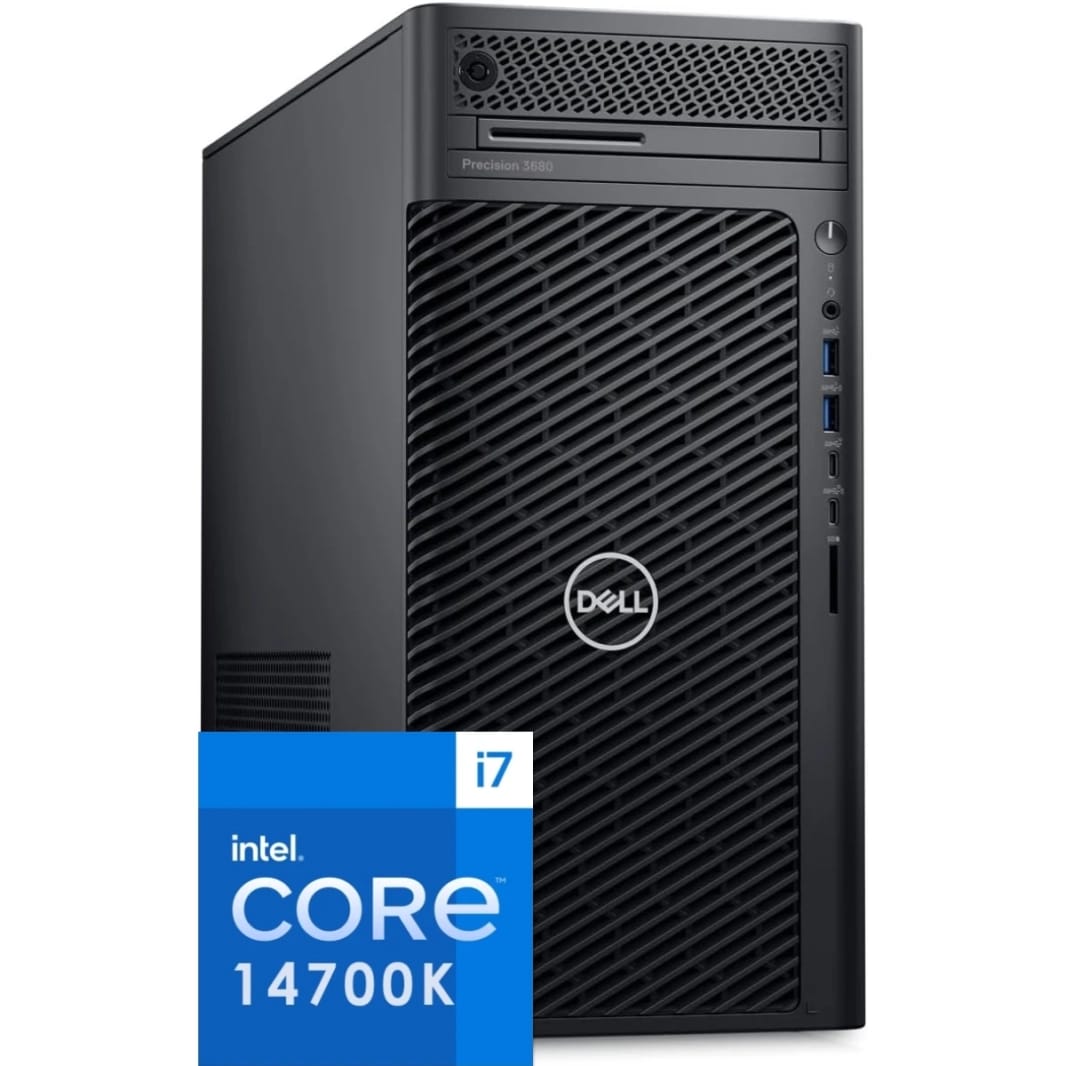 محطة عمل Dell Precision 3680 Tower (2024) من الجيل الرابع من Intel Core i7 K-Series 20-Cores للتصميم والتحرير وحتى الألعاب مع بطاقة رسومية قابلة للترقية وضمان لمدة 3 سنوات - أسود