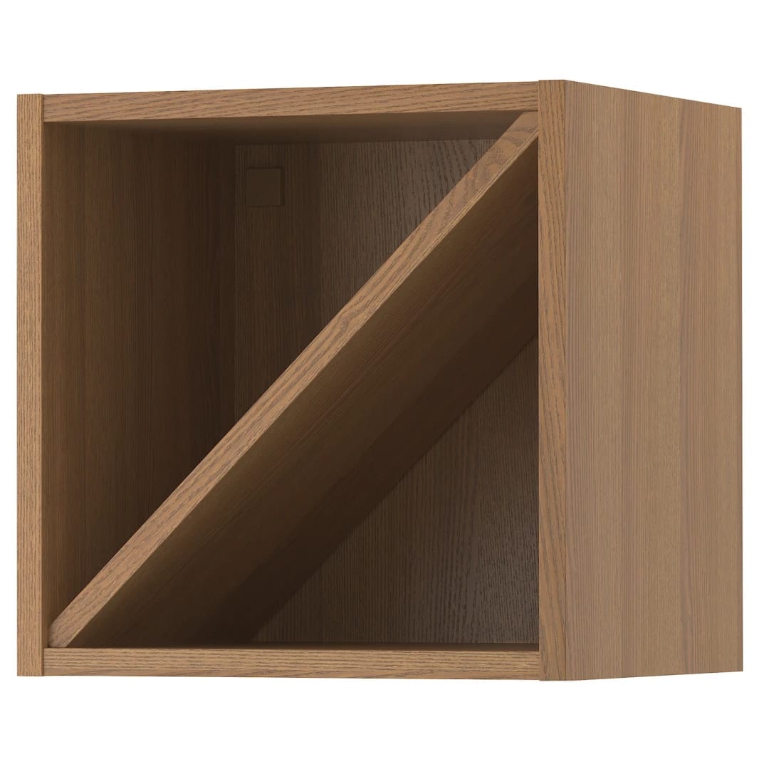 Wine shelf, brown/stained ash, 40x37x40 cm