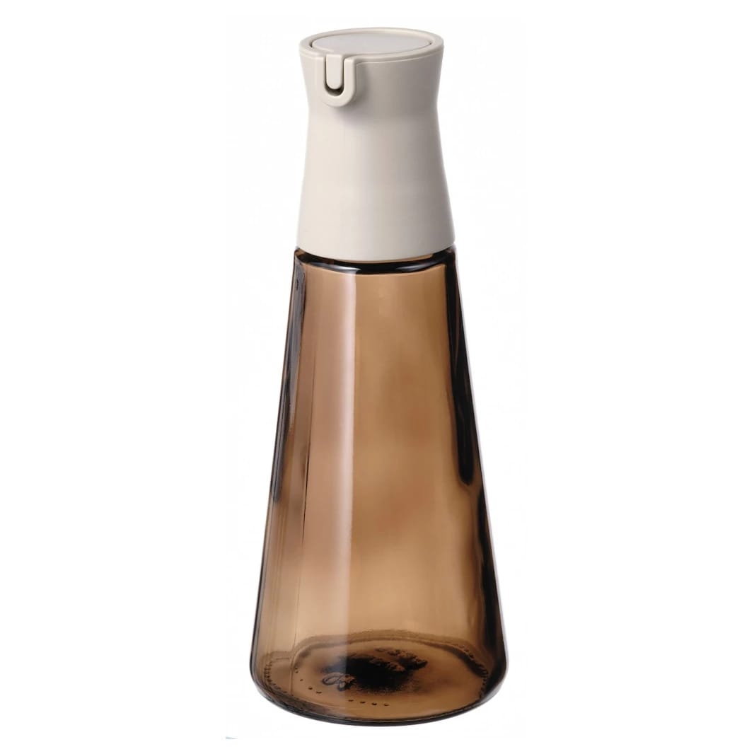 Bottle with pour spout, glass/brown, 19 cm