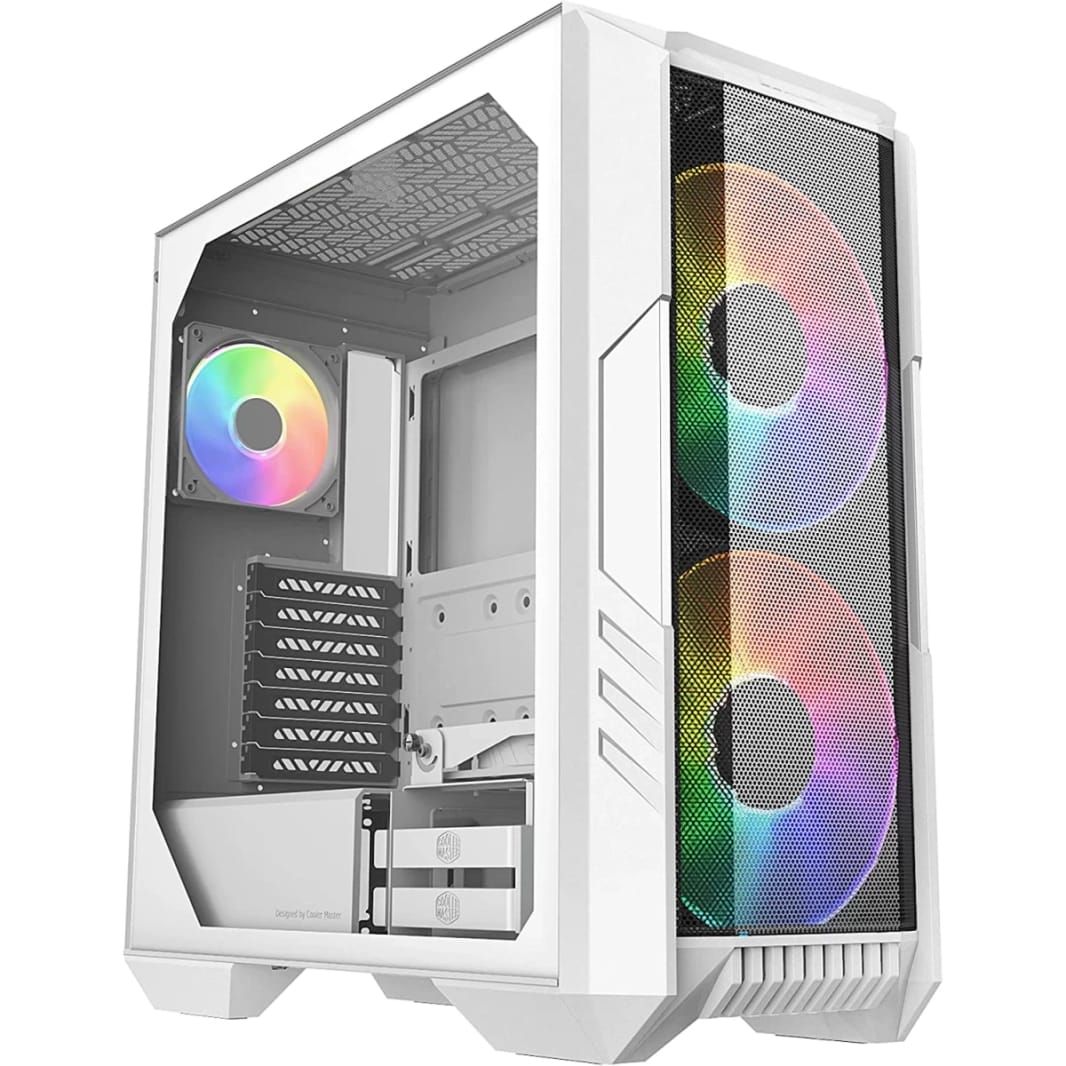 Cooler Master HAF 500 White Edition High Airflow Mesh ARGB Lighting Fans USB 3.2 Gen 2 Type C