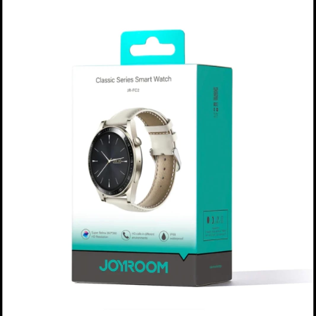 Joyroom JR-FC2 Classic Series Smart Watch (Make/Answer Call) Black with Extra leather Black band IOS, Andriod - 18 Month Warranty