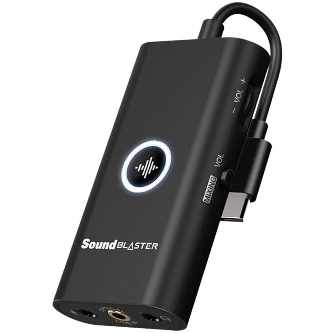محول رقمي إلى تناظري ومضخم صوت خارجي USB-C من Creative Sound Blaster G3 لـ PS4 وNintendo Switch، مع مزيج GameVoice (موازنة الصوت للعبة/الدردشة)، والتحكم في الميكروفون/المستوى، والتحكم في تطبيقات الهات