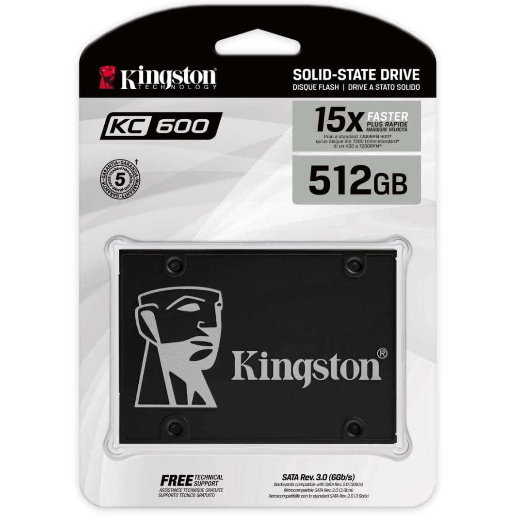 محرك أقراص الحالة الصلبة Kingston KC600 SATA III سعة 512 جيجابايت (SSD)