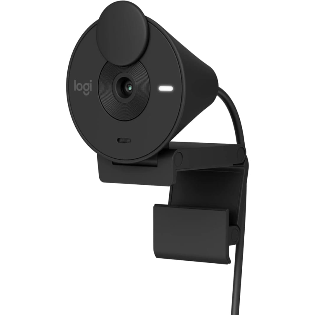 Logitech Brio 300 Full HD 1080p Webcam For Meetings & Works Auto-Light Balance w/ Noise Reduction Mic & Certified For Zoom USB-C - Black