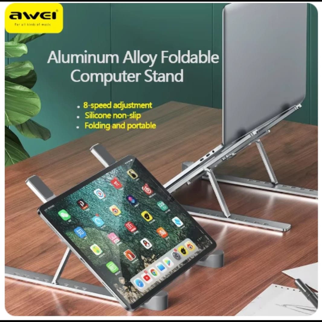Awei X26 Multi Height Adjustment Cooling Laptop Holder Foldable Aluminum Alloy Computer Cooling Holder Bracket for Gaming