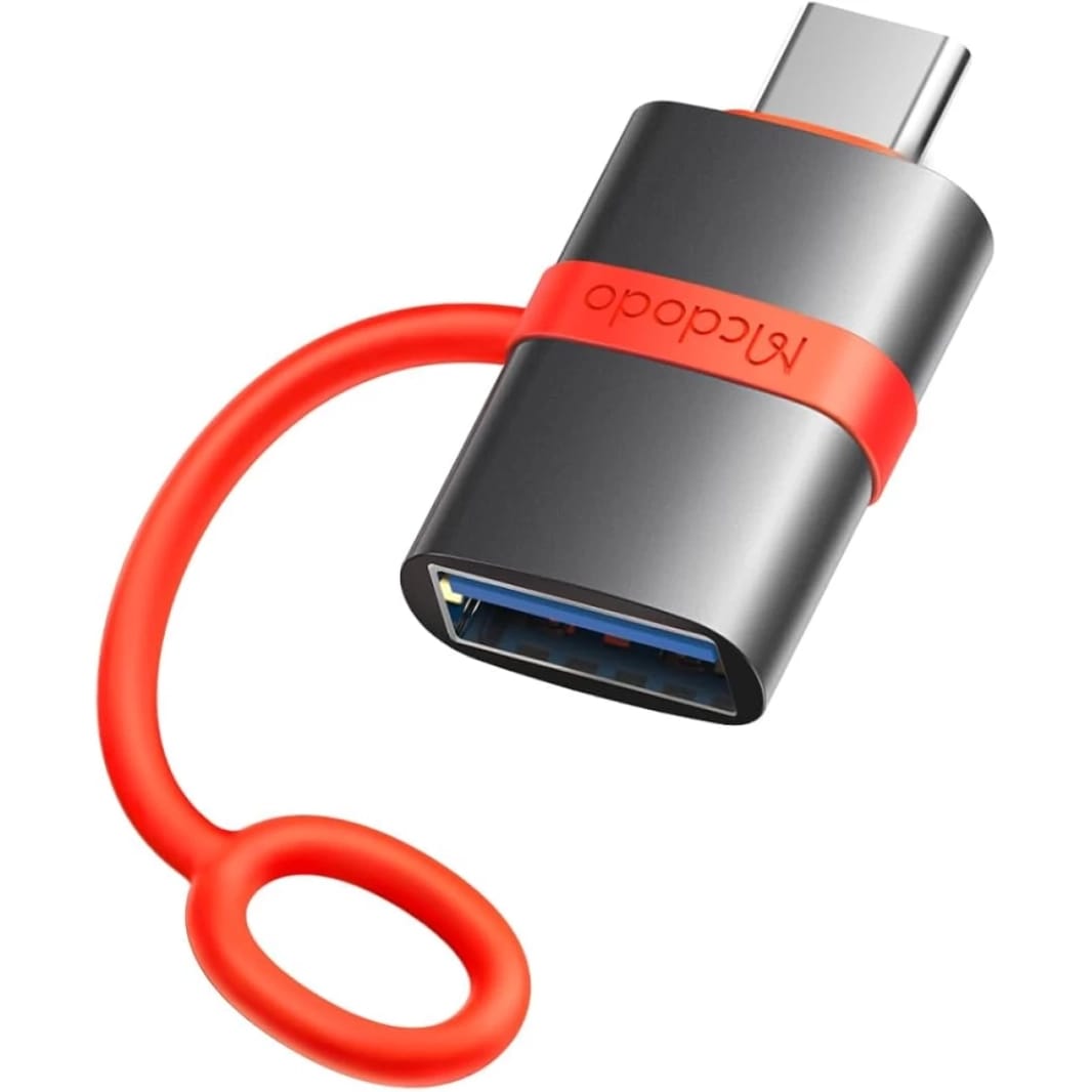 Mcdodo OT-3810 USB to A 3.0 to USB-C Adapter 5Gbps High Speed Data Transfer OTG Compatible Aluminum Alloy Exterior Silicone Band Design