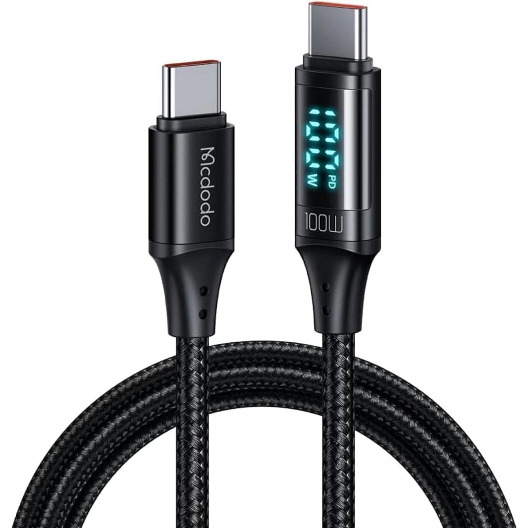 Mcdodo CA-1100 Type-C to Type-C 1.2M Digital Display Fast Charging 100W Data Cable-Black