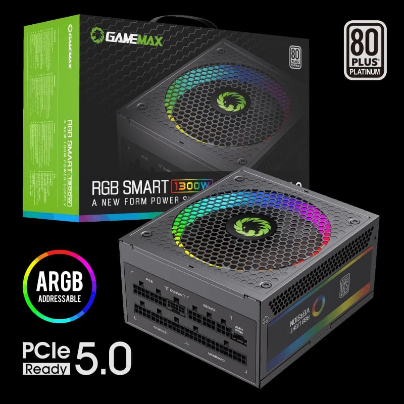 مزود الطاقة GAMEMAX RGB-1300 (ATX3.0 PCIe5.0) بقوة 1300 واط