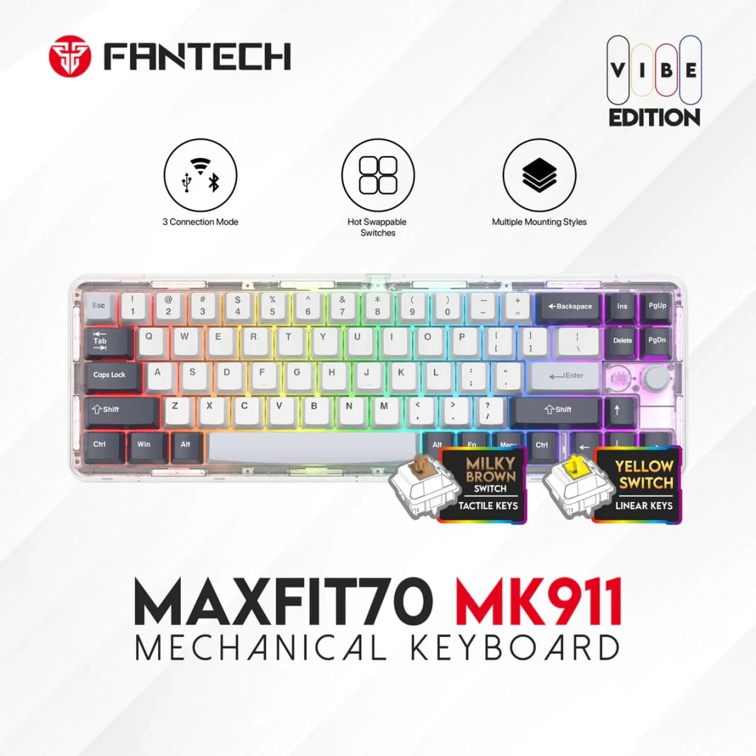 لوحة مفاتيح الألعاب الميكانيكية Fantech Maxfit70 GREYSCALE Vibe Edition