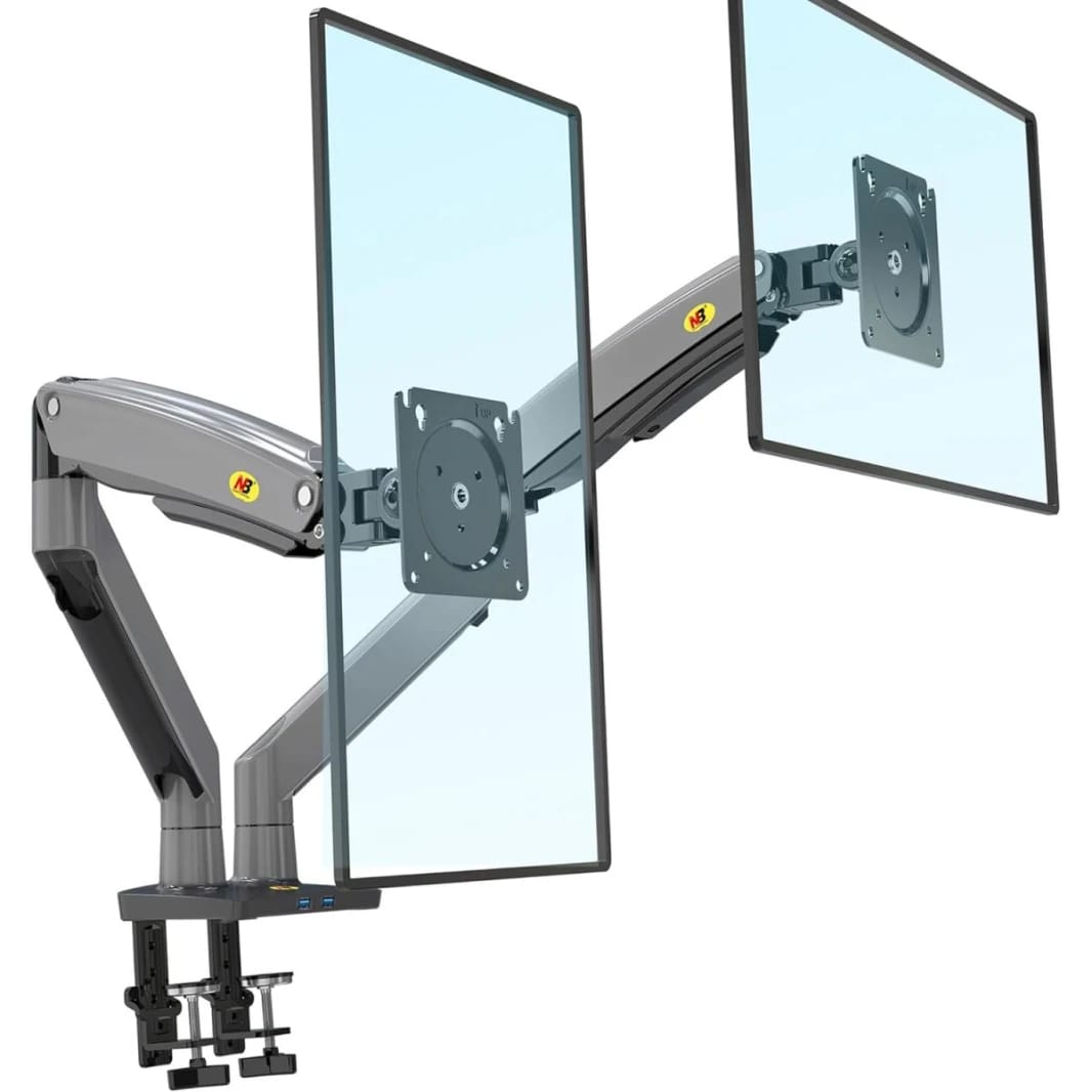 NB North Bayou F195A 22" - 32" Gas-Strut Flexi Mount Desktop Double Arms 3-12KG