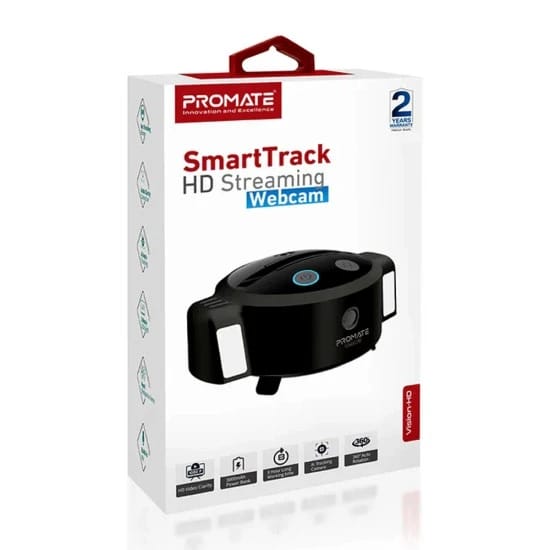 كاميرا ويب PROMATE VISION-HD AI SMART TRACK عالية الدقة 360 درجة مع ميكروفون مدمج
