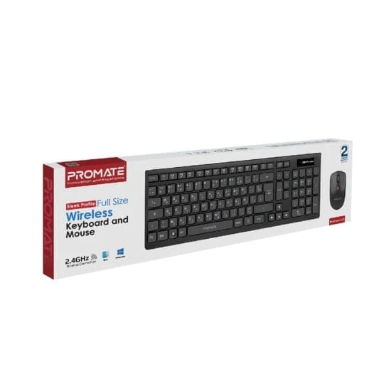 PROMATE 2IN1 PROCOMBO-12 SLEEK PROFILE FULL SIZE 2.4 GHZ WIRELESS KEYBOARD AND MOUSE - AR