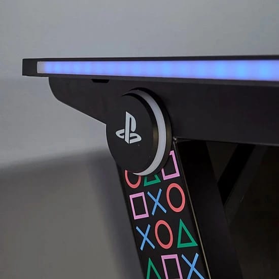 طاولة ألعاب X-ROCKER الرسمية لبلاي ستيشن، محطة عمل مكتبية للكمبيوتر الشخصي بإضاءة RGB من Borealis - باللون الأسود