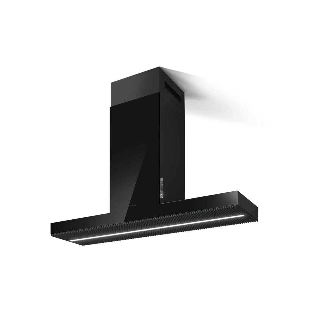 Island Hood 120cm 1000m3/h Black Glass