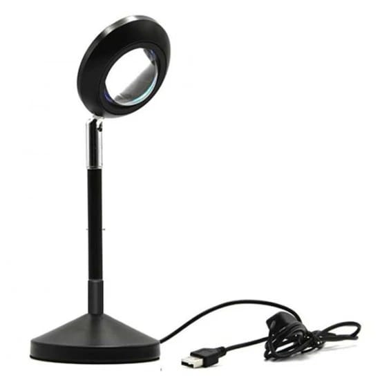 مصباح بروجيكتور TUYA XYD-021 لاسلكي بتقنية واي فاي RGB مع تطبيق وتحكم صوتي ومصباح غروب الشمس الذكي - أسود/أبيض