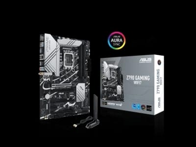 اللوحة الأم ASUS Z790 GAMING WIFI7 LGA 1700 ATX مع PCIe 5.0، وثلاث فتحات M.2، و14+1 DrMOS، وDDR5، وWIFI 7، وRealtek 1Gb LAN، وHDMI TM، وUSB 3.2 Gen 2×2 Type-C، ومنفذ USB 3.2 Gen 1 Type-C أمامي، وThund
