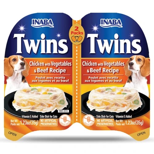 inaba Double Pack Wet Dog Food with Chicken, Vegetables and Meat 80g