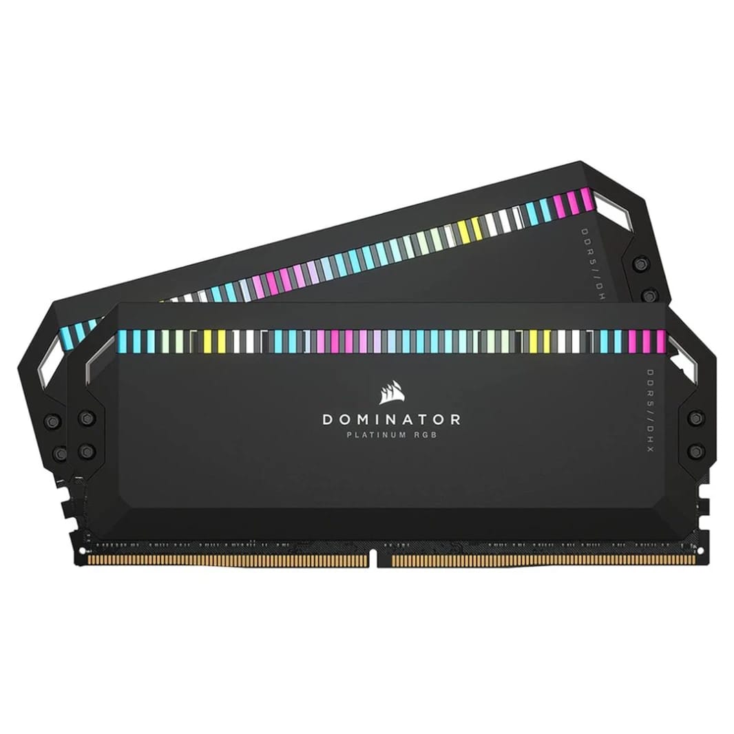 مجموعة ذاكرة CORSAIR DOMINATOR PLATINUM RGB سعة 32 جيجابايت (2x16 جيجابايت) DDR5 6400MT/s CL32 باللون الأسود