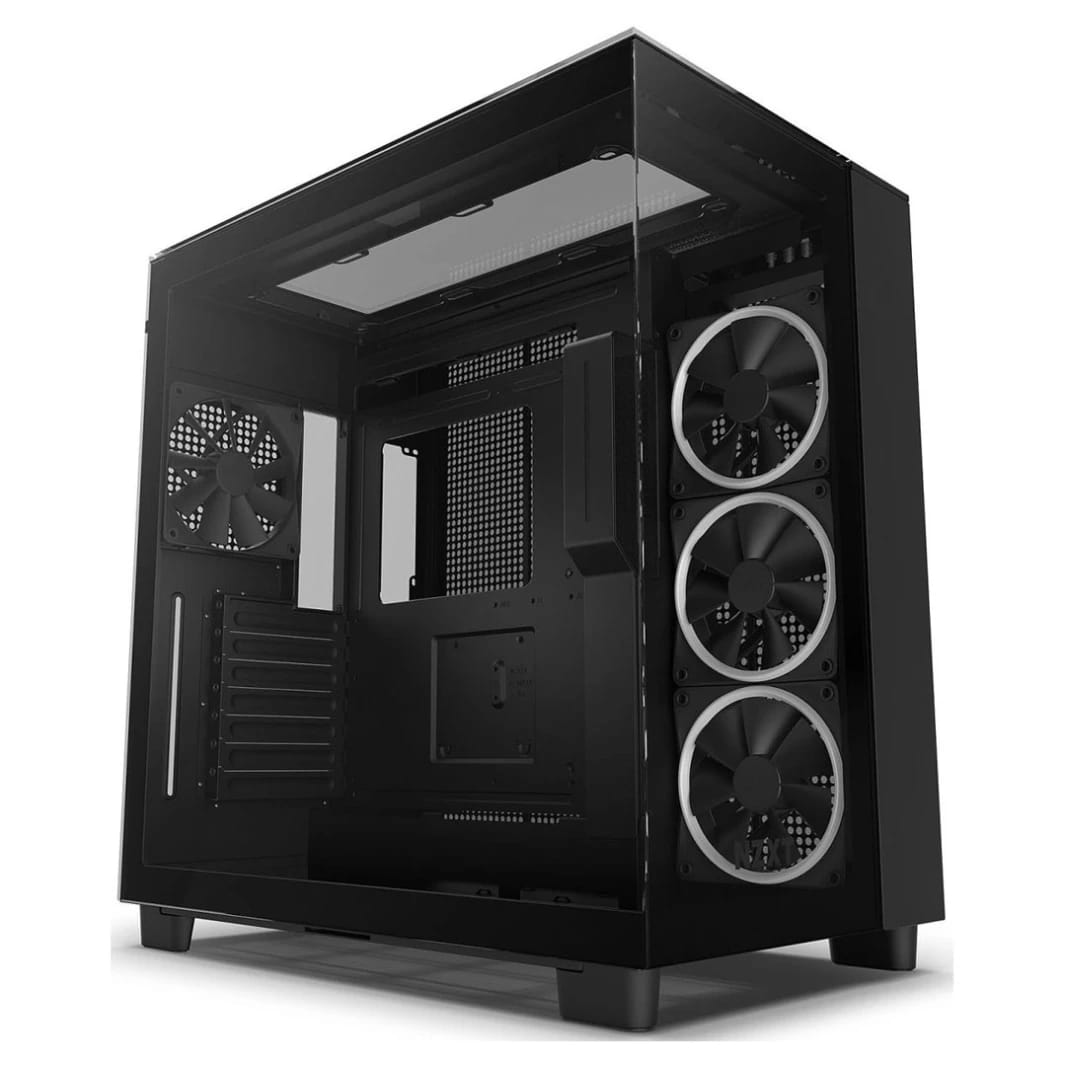 علبة ألعاب NZXT H9 Elite Premium ثنائية الغرف من الزجاج المقسّى متوسطة الحجم - جمال أسود مع مراوح RGB