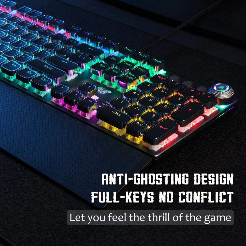 AULA Gaming Keyboard USB Wired Keyboard, Mechanical Keyboard, Ergonomic design, Light Keyboard Desktop