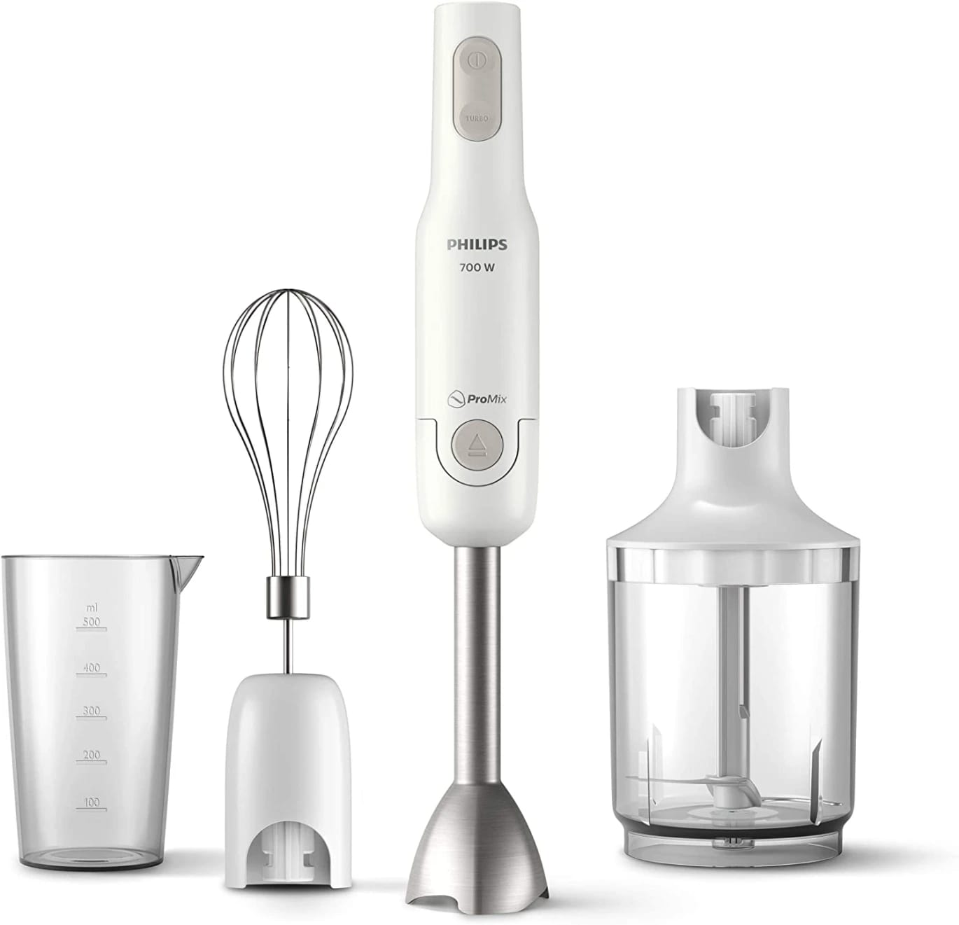 Philips 700W with metal bar, promix, 0.5L, XL chopper, whisk, White, 3-Pin | HR2545/01