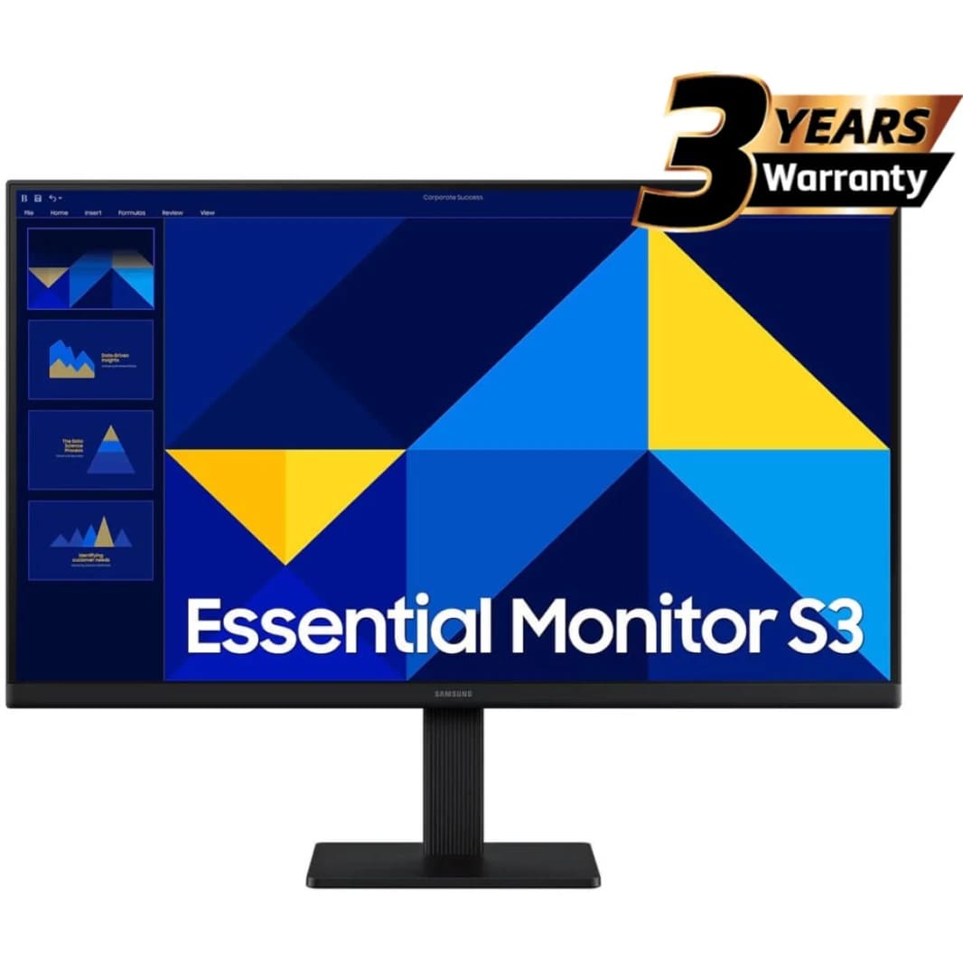 Samsung S3 Essential (D300) 24 "HD Full ، و IPS Flat Monitor ، 100 هرتز ، 5 مللي ثانية (GTG) ، تصميم Super Slim ، وضع رعاية العين و Flicker مجانًا