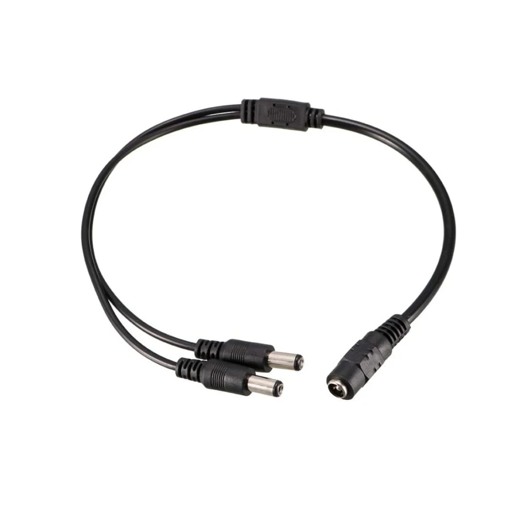 1 DC Female to 2 DC Male 5.5 x 2.1mm Power Cable Extension Wire for CCTV Camera