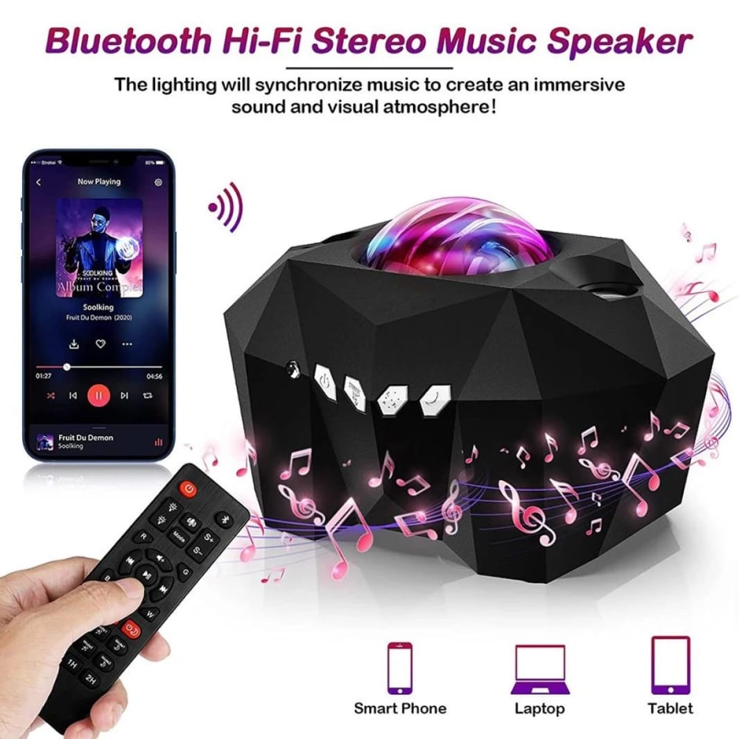 Dream Aurora Star Projector for Bedroom & Home Decor (Black), Sky Ocean Wave Colorful Night Lights w/ Multi Aurora Patterns & Modes, Galaxy Stars & Moon w/ Timer Function, Bluetooth Speaker, Voice Con