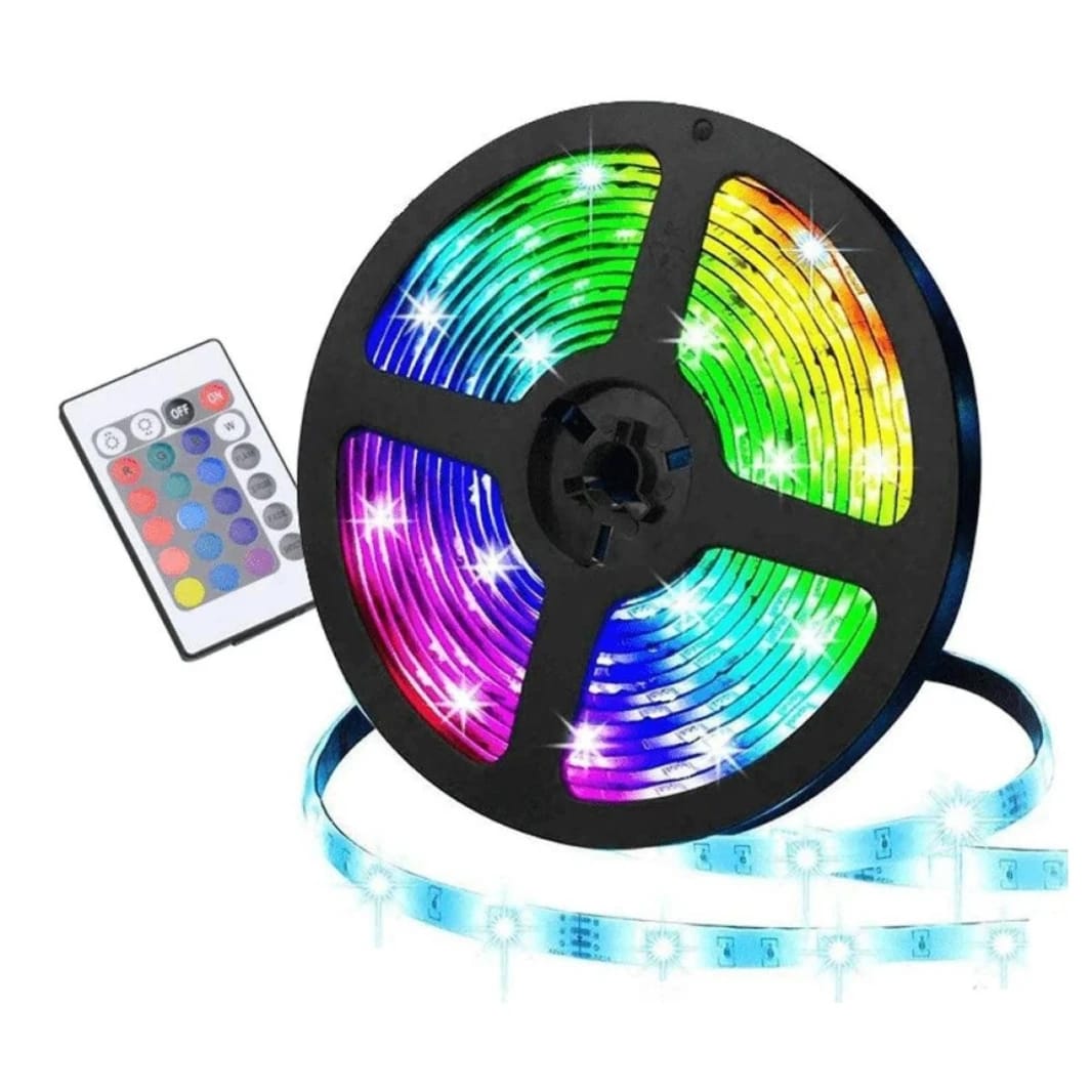 Aurora-X Smart RGB LED Strip Light (5M) With Remote Control, Self-Adhesive w/ 16 Color Changes, 4 Modes For Home, Bedroom, TV, Cabinet Decoration