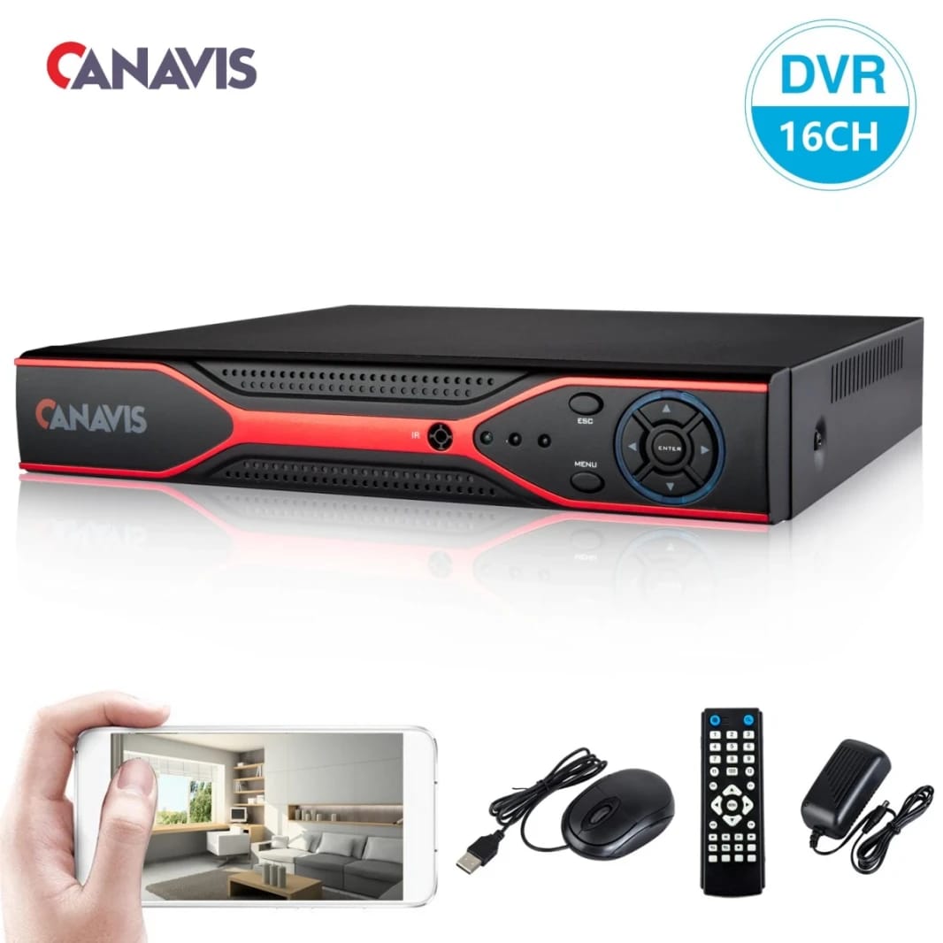 16ch Dvr Support A 4tb hard Disk, Support Function Of Cloud, Voice Intercom, Support HDMI, 12v/2a Power Supply;Coding Ability: 16ch Cif Real-Time Black"