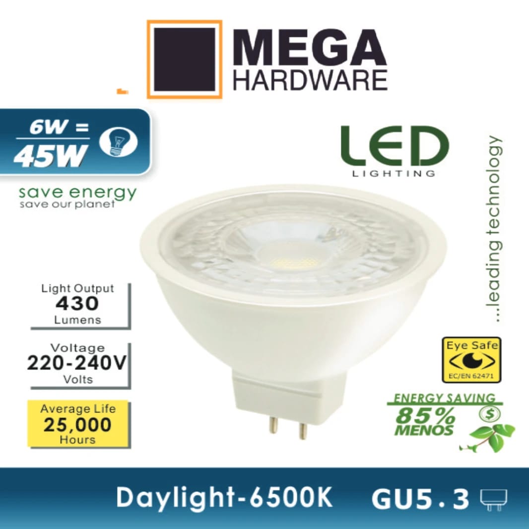 مصباح LED سبوت ميجا 6 وات 6500 كلفن