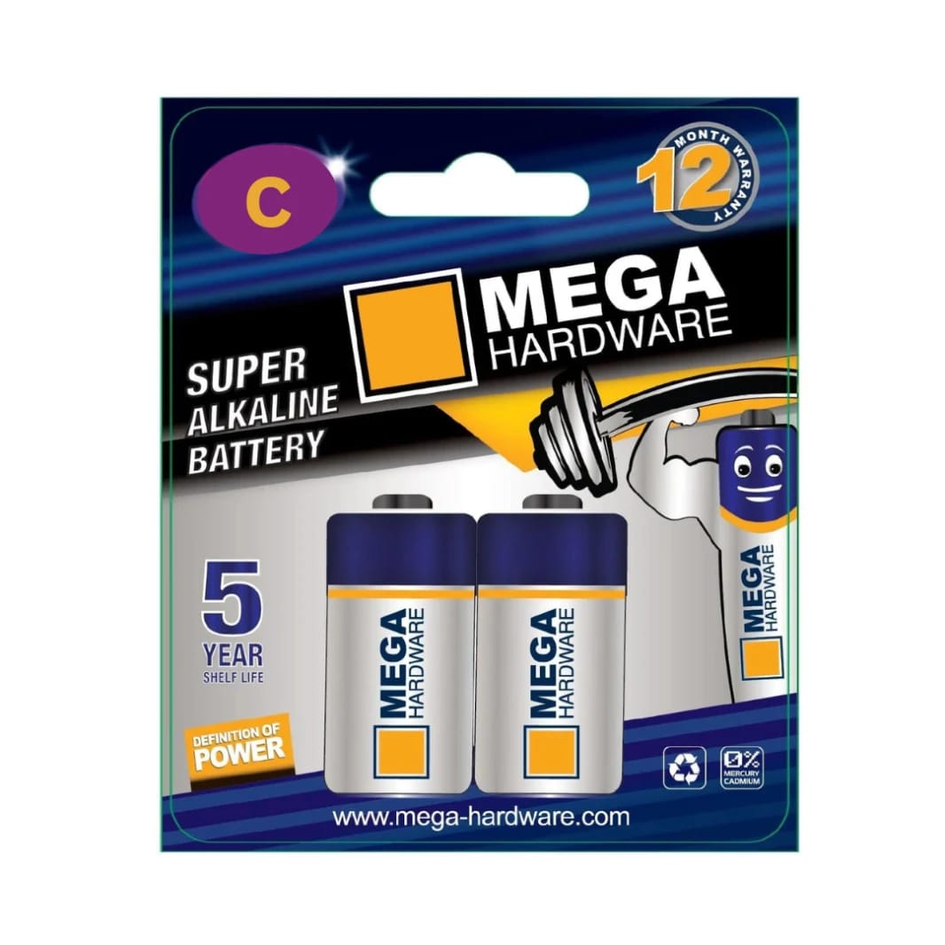 MEGA C SUPER ALKALINE BATTERY - 2PCS
